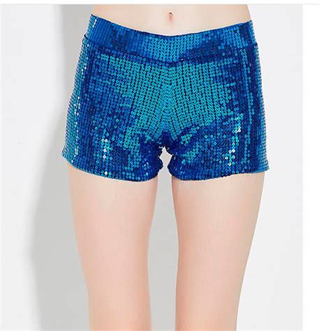 Womens Fashion Club Jazz Stage Sequin Hip Hop Dance Shorts For Women Blue Red Silver Gold Black