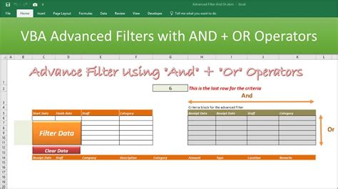 Vba Advanced Filter With And Or Operators Part1 Youtube