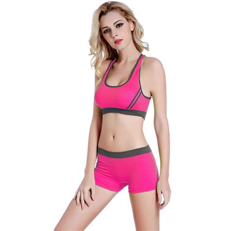Women Ladies 2pcs Yoga Suits Stretch Quick Dry Sports Bras Tops And Tight Shorts Yoga Women S