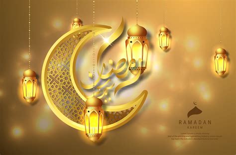 Ramadan Kareem Design wirh Golden Hanging Lanterns 831009 Vector Art at ...