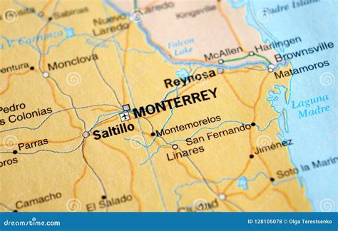 A Photo Of Monterrey On A Map Stock Photo Image Of View Blur 128105078