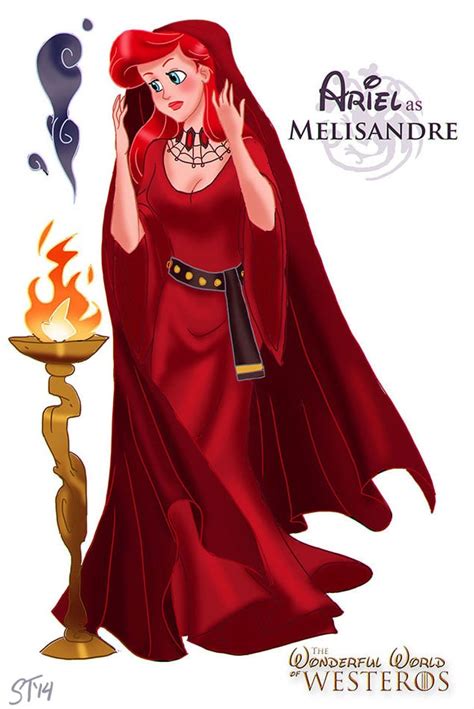 Ariel As Melisandre Disney Princesses As Game Of Thrones Art