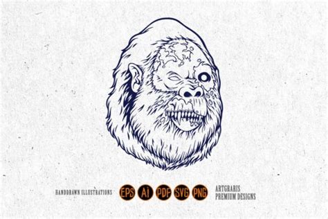 Scary Gorilla Monster Outline Svg Graphic By Artgrarisstudio · Creative