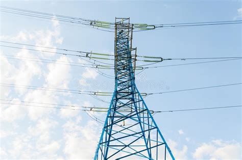 New Painted Power Line Masts Stock Image Image Of High Tower 117578425