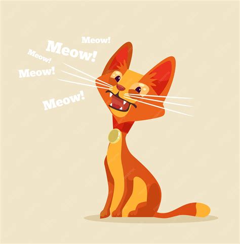 Premium Vector | Cute cat character meow illustration