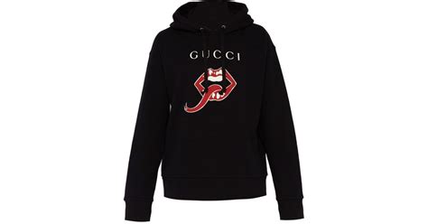 Gucci Lips Hooded Sweatshirt In Black For Men Lyst