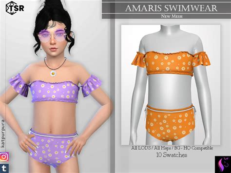 The Sims Resource Amaris Swimwear In 2022 Sims 4 Cc Kids Clothing