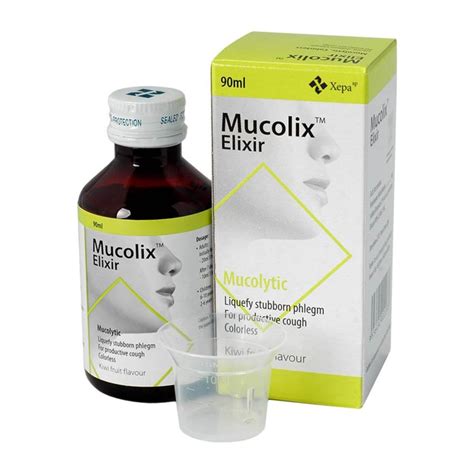 Mucolix Cough Syrup Kiwi Flavour Dissolves Stubborn Phelgm And