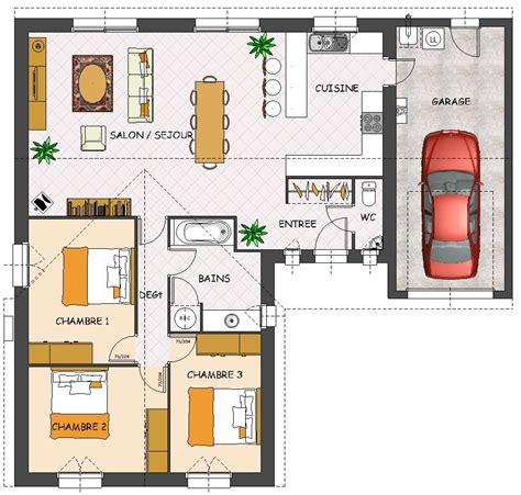 Plan De Maison 100m2 3 Chambres Bricolage Maison Et Décoration