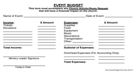 Free 6 Church Budget Forms In Pdf Excel Free Church Budgeting