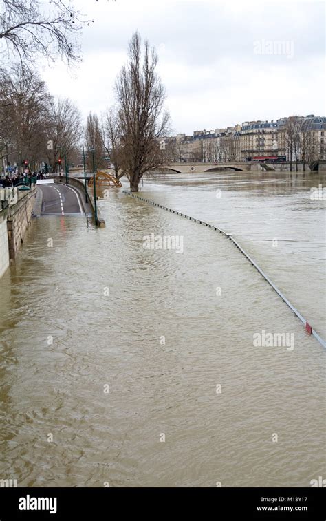 Flooding On Seine River Paris France Stock Photo Alamy