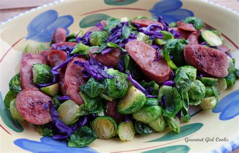 I've changed things up a bit and am using i use aidells chicken apple sausage for quality; Stir-Fried Sprouts, Red Cabbage & Chicken-Apple Smoked Sausage -- Quick, Simple & Delicious ...