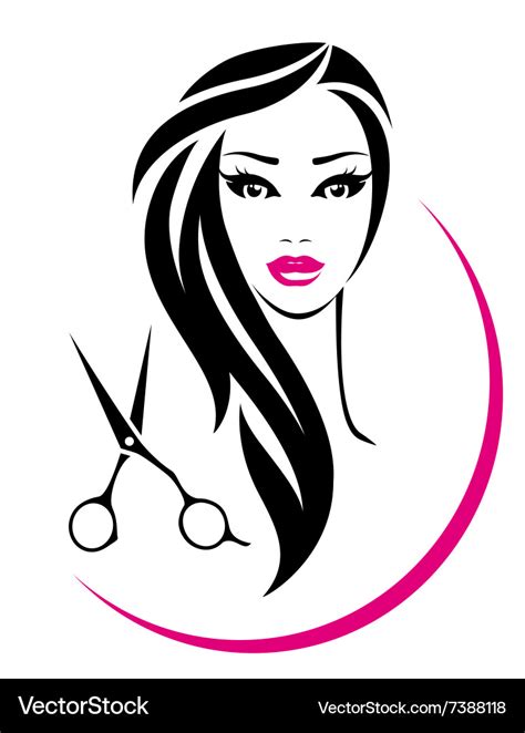 Hair Salon Sign With Pretty Woman And Scissors Vector Image