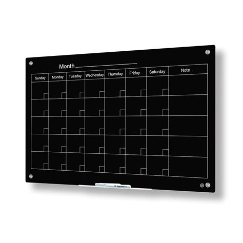 Glass Calendar Blackboard 24 X 36 Magnetic Black Toolots