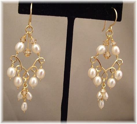 Bridal Chandelier Earrings Pearl Crystal Chandelier Earrings