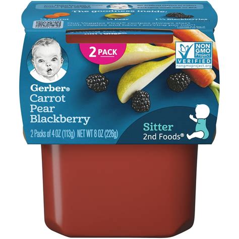 Gerber 2nd Foods Carrot Pear Blackerry Baby Food 2 4 Oz Tubs Walmart
