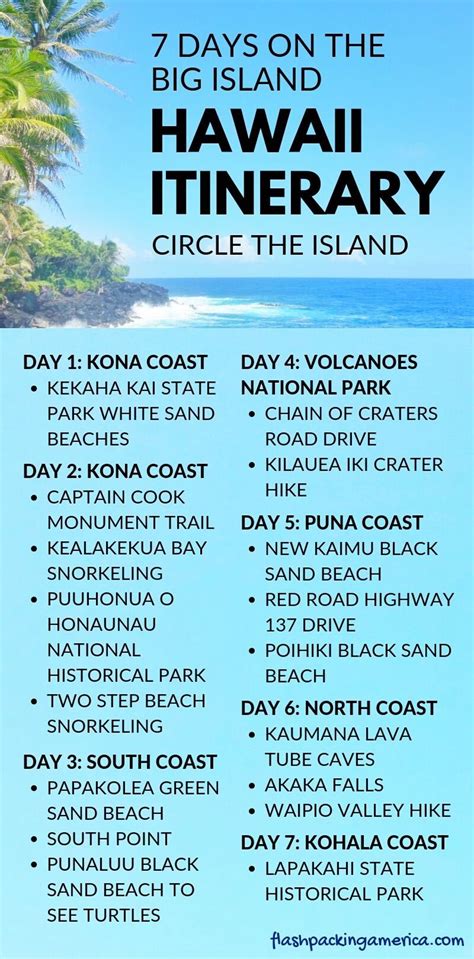 Travel Hawaii Vacation Ideas Hawaii Itinerary 7 Days On Big Island
