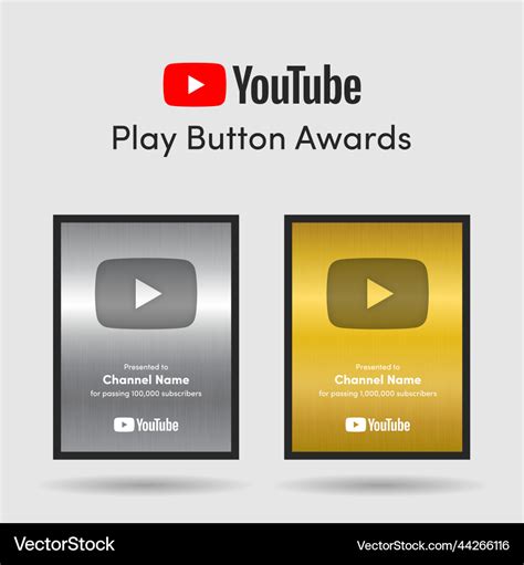Youtube Play Button Silver And Golden Awards Vector Image