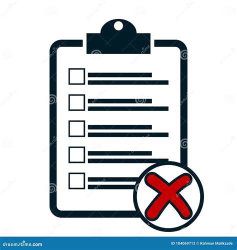 Checklist With Cross Icon Clipboard With Red X Marks Stock Vector