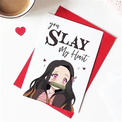 Nezuko Kimetsu No Yaiba Demon Slayer You Slay My Heart Valentines Card