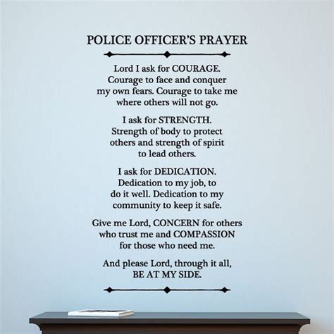 Police Officer Prayer Wall Quote Decal Inspirational Etsy