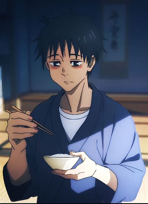 An Anime Character Holding A Bowl And Chopsticks