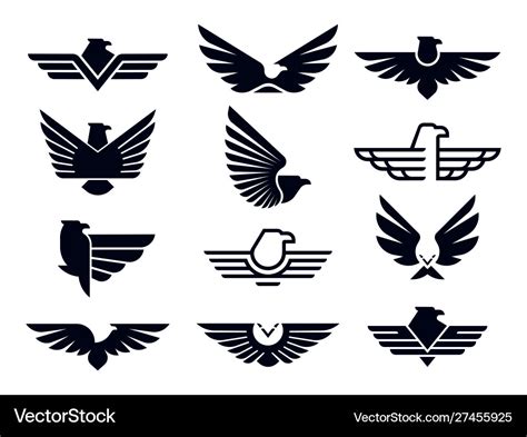 Eagle Symbol Silhouette Flying Eagles Emblem Vector Image