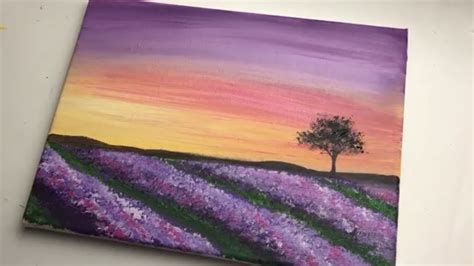 Lavender Field Acrylic Landscape Painting For Beginners Step By Step