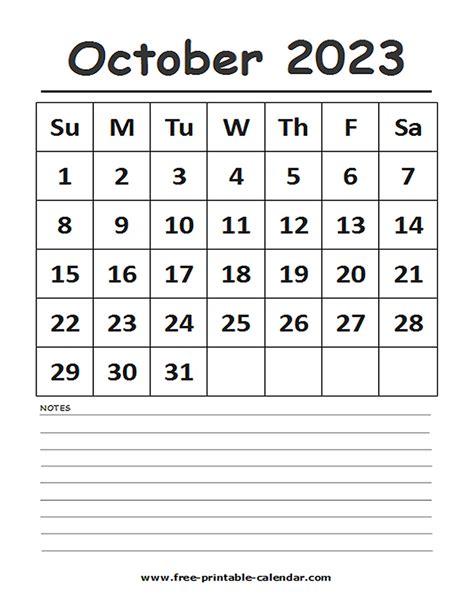 Printable October 2023 Calendar Free 12 Templates Calendar Images