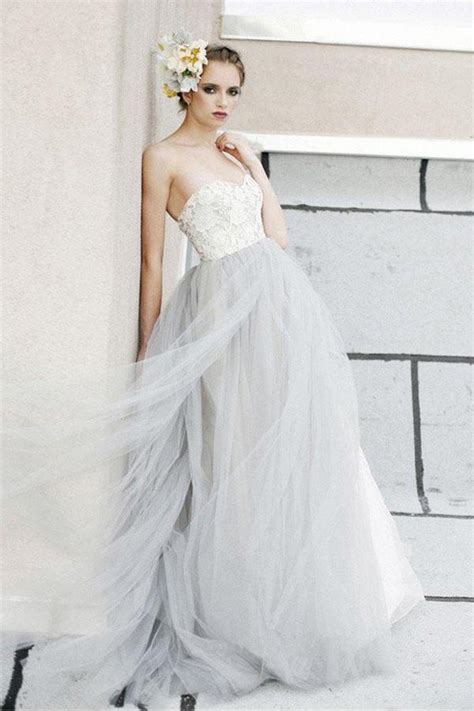 Malmrose bridal, white, ivory, wedding dress, outdoor wedding, flowy dress, cap sleeve, beading, train, bridal pictures, bridals and groomals, bridals in the mountains, off the rack, designer wedding dress, custom wedding dress, utah weddings, utah bride, modest wedding dress. Gray Long Strapless Lace Beach Wedding Dresses,Simple ...