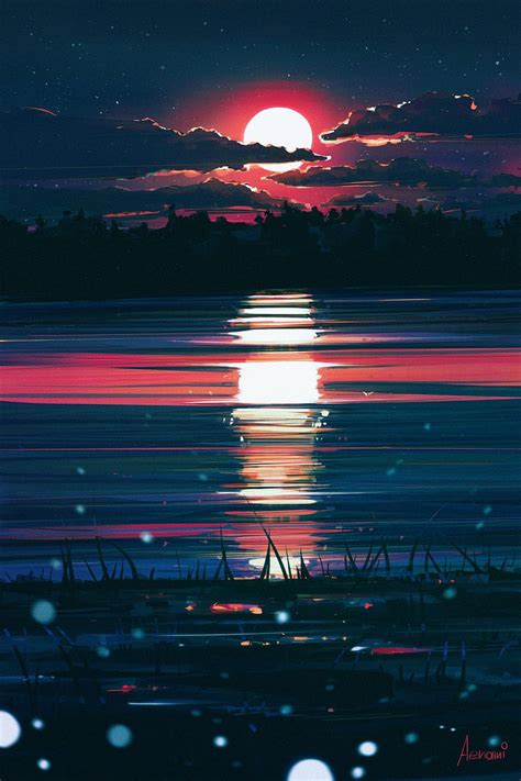 Midnight Alena Aenami Beautiful Landscapes Nature Graphy Anime