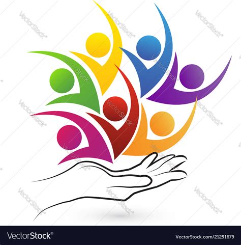 Caring Hands And Group Friendly People Icon Vector Image