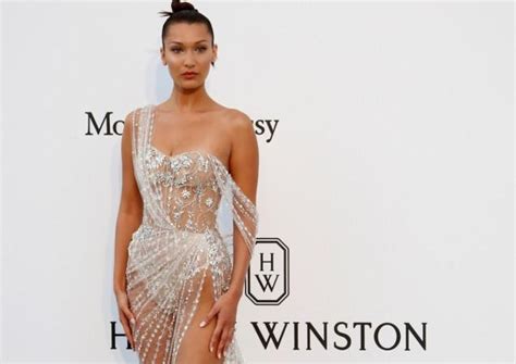 bella hadid turns up the heat in a sexy see through crochet outfit at cannes film festival