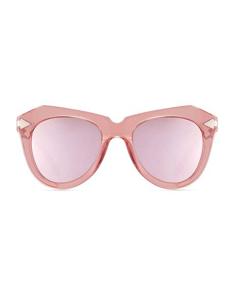 Karen Walker One Star Faceted Cat Eye Sunglasses Pink Neiman Marcus
