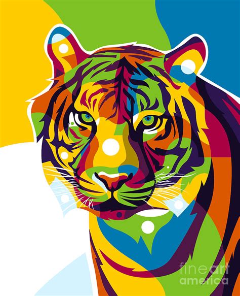 The Colorful Tiger Face Pop Art Portrait Digital Art By Lintang