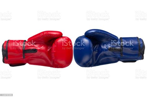 Two Boxing Gloves Blue And Red Towards Each Other Competition On A