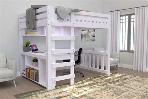 How To Build A Diy Queen Size Loft Bed With A Desk Thediyplan