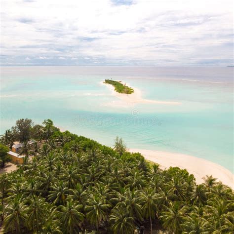 Aerial Drone View Of Picture Perfect Beach And Turquoise Lagoon On