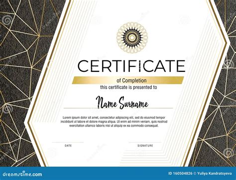 Certificate With Metallic Gold Lines On Grey Background Modern Fashion