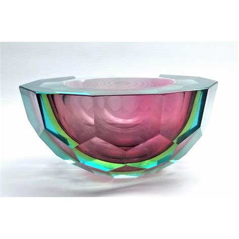 Murano Glass Faceted Bowl By Mandruzzato Mid Century Modern Palm Beach Boho Chic Italy Italian