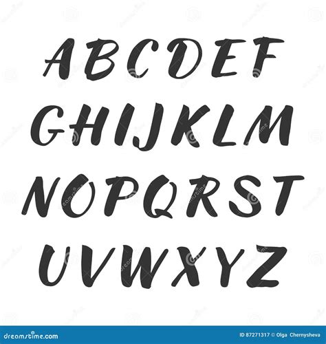 Vector Handwritten Alphabet Uppercase Letters Brush Script Stock