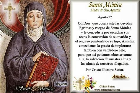 Santoral Católico Oraciones A Santa MÓnica Madre De San AgustÍn