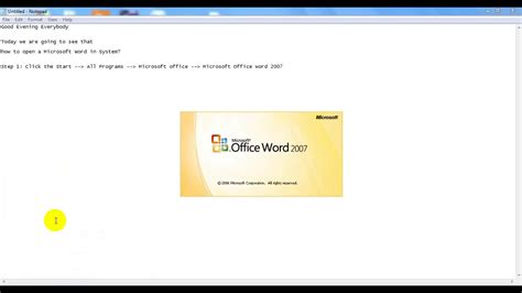 How To Open Microsoft Office Word 2007 Youtube