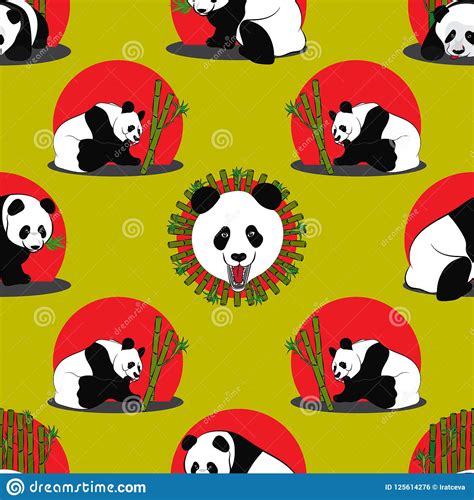 Seamless Pattern Of Panda Bear Stock Vector Illustration Of Bite