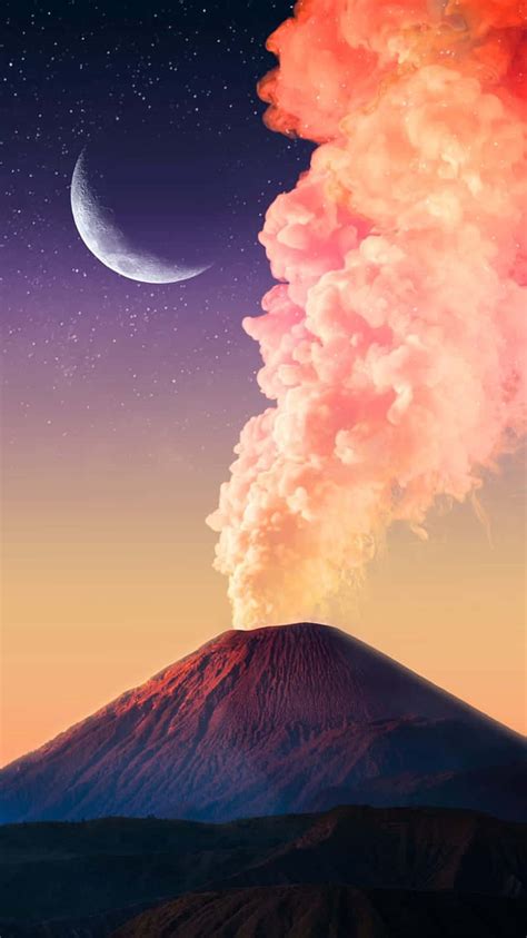 Download Aesthetic Pink Smoke Volcano Wallpaper
