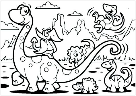 Dinosaurs for kids : Brachiosaur family - Dinosaurs Kids Coloring Pages
