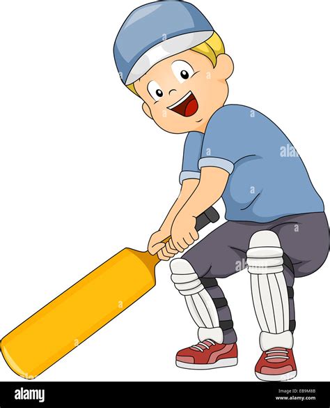 Illustration Of A Boy Holding A Cricket Bat Stock Photo Alamy