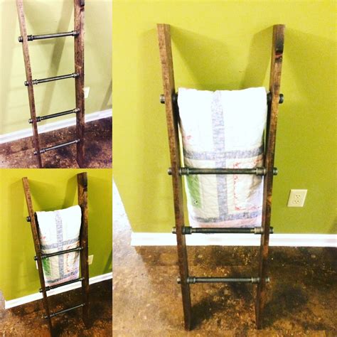 rustic industrial pipe and wood blanket ladder wood quilt ladder wall ladder ebay