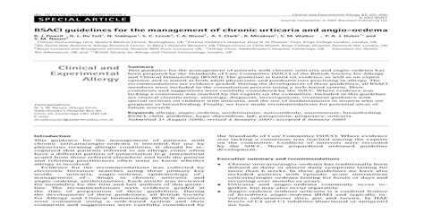 Guidelineschronic Urticaria And Angioedema Pdf Document