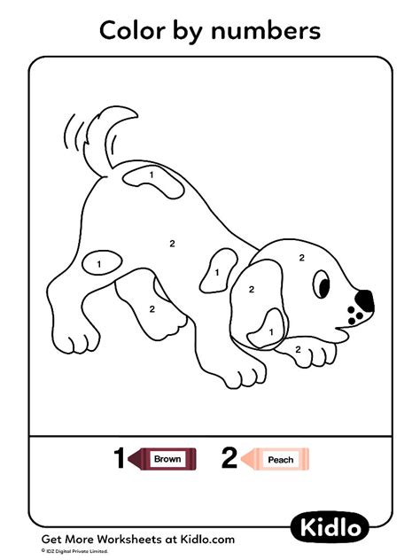 Color By Numbers Dogs Worksheet 02